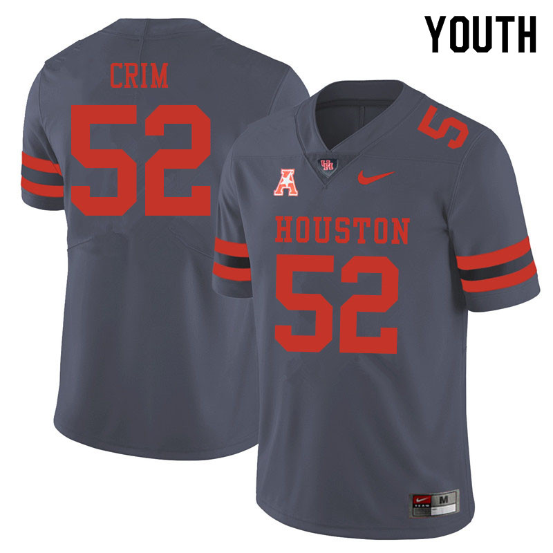 Youth #52 Almarion Crim Houston Cougars College Football Jerseys Sale-Gray - Click Image to Close